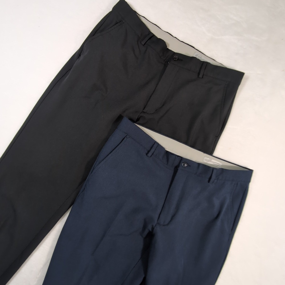 Greg Norman Golf Pants Mens 36x30 Black Navy Blue Stretch Performance 2 Pack